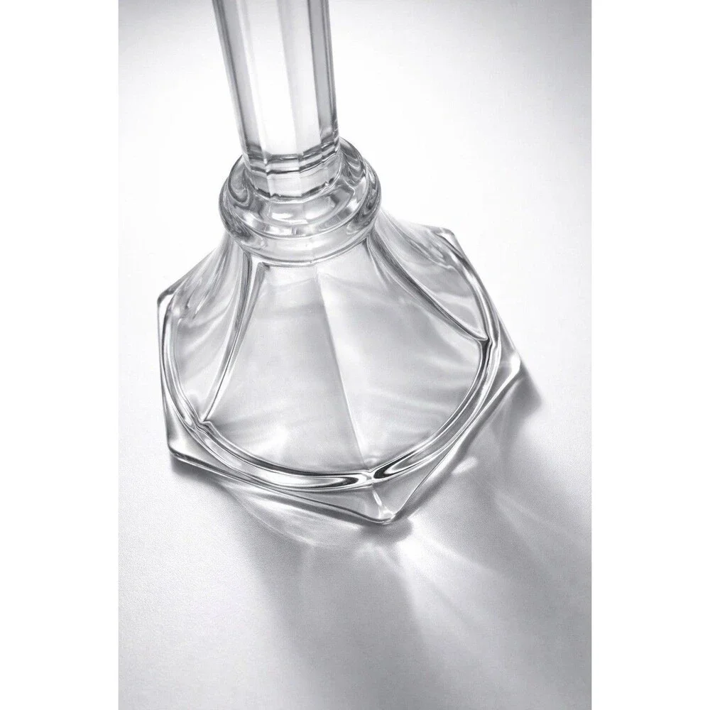 Pair of Mid Century Homco Clear Ribbed Glass Taper Candle Holders‎ Hexagonal